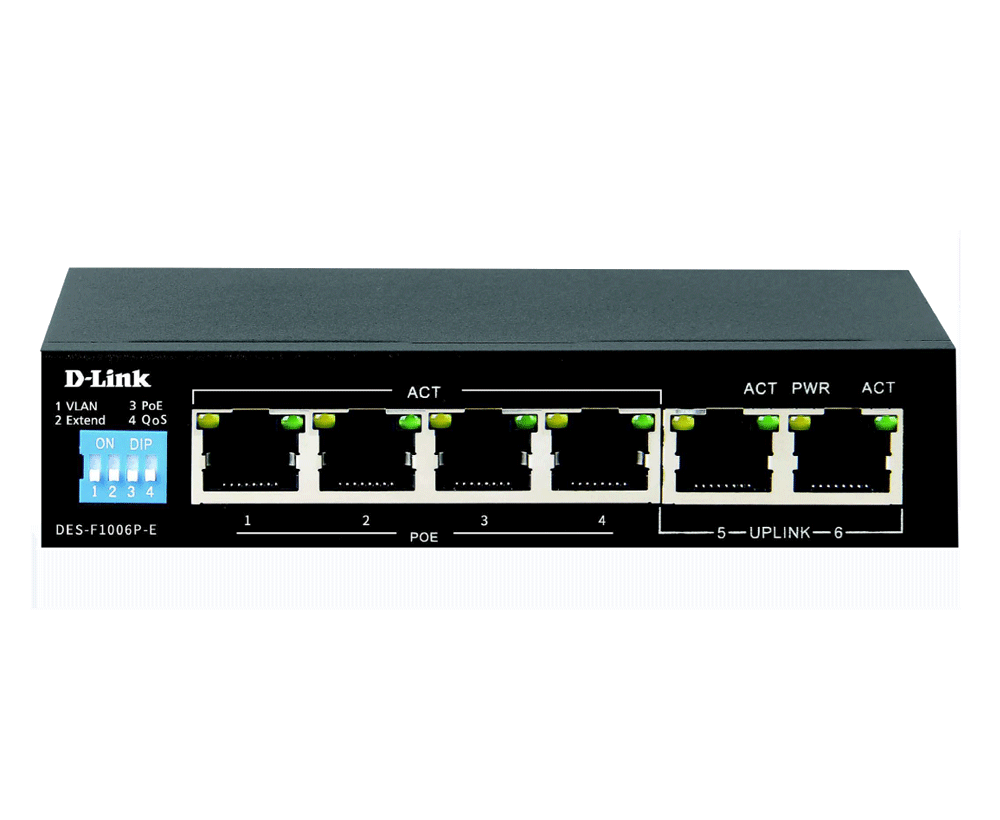 SWITCH  6 DLINK 10/100 POE S/GESTAO + SURVEILLANCE C/ 4 POE 60W + RANGE 250M
